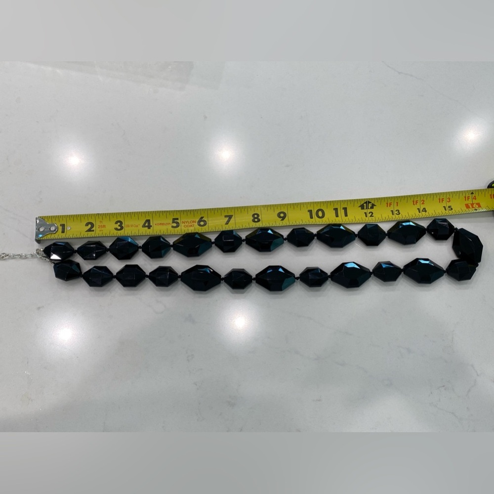 Adjustable Chunky Black-Beaded Statement Necklace - image 8